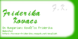 friderika kovacs business card